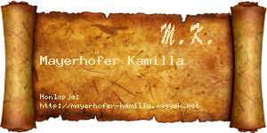 Mayerhofer Kamilla névjegykártya